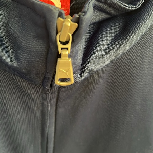 Puma Work-out Jacket Sz XL Navy Blue w/Green and White - Picture 6 of 13